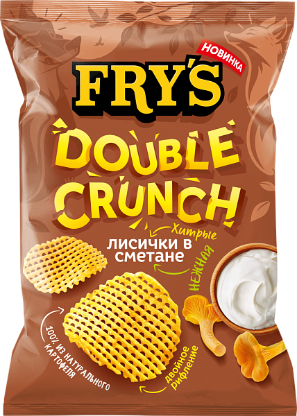 Чипсы из натурального картофеля рифленые «FRY’S» со вкусом «Лисички в сметане»